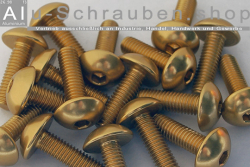 Alu Schrauben | Gold | M4 | ~ISO 7380 | Linsenkopf M4x12XL