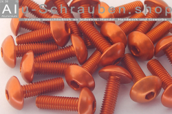 Aluminium Bolts | Orange | M6 | ~ISO 7380 | Button Head M6x30XS