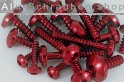 Aluminium Bolts | Red | ST6.3 | ~DIN 7981 | Pan Head Tapping