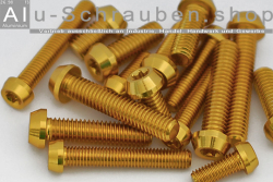 Alu Schrauben | Gold | M5 | DIN 912 | konischer Kopf | ISR M5x16