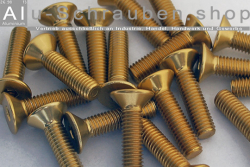 Aluminium Bolts | Gold | M6 | DIN 7991 | Countersunk Gold M6x20 (CNC)
