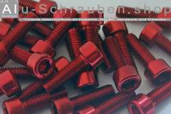 Alu Schrauben | Rot | M10 | DIN 912 | Zylinderkopf