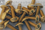 Alu Schrauben | Gold | M5 | ~ISO 7380 | Linsenkopf Gold M5x16 (CNC)