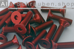 Aluminium Bolts | Red | M6 | DIN 7991 | Countersunk