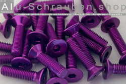 Alu Schrauben | Violett | M4 | DIN 7991 | Senkkopf M4x20
