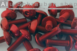 Aluminium Bolts | Red | M10 | ~ISO 7380 | Button Head M10x1.25x25