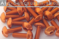 Aluminium Bolts | Orange | M3 | ISO 7380 | Button Head M3x6