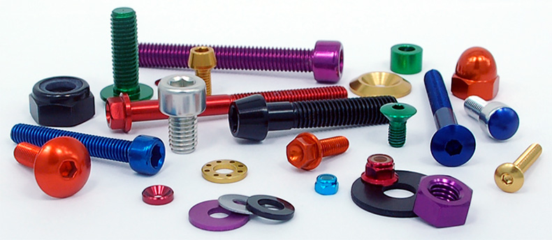 Aluminium Bolts: Black, Blue, Red, Gold, Green, Purple, Orange